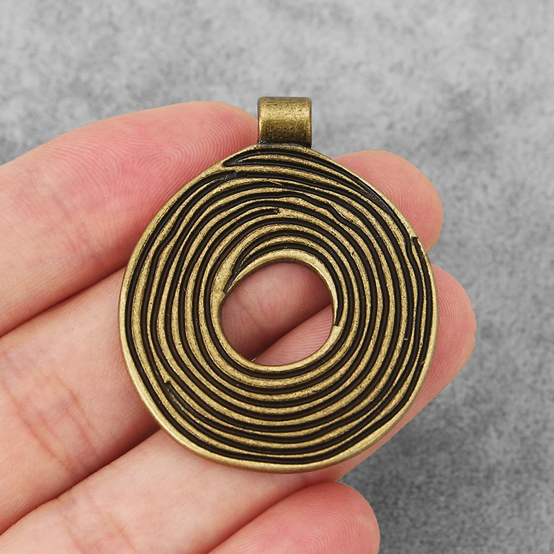 

4PCS Antique Bronze Large Boho Round Swirl Spiral Charms Pendants for Necklace Jewelry Findings Making 45x36mm