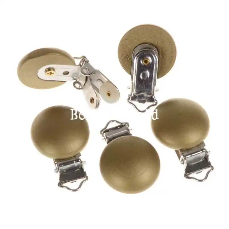 Высокое качество 5 шт. золотистый цвет Круглый Деревянный металлический прищепка
