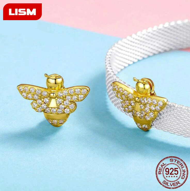 

Bee Shape 925 Sterling Silver Connector Charm Bead Fashion Jewelry Accessories For Women Men DIY Fashion Necklace Bracelet