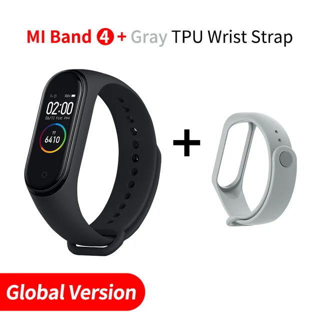 Add gray strap Новейший Xiaomi mi-браслет 4 Smart mi Band 4 Цвета экран браслет пульсометр фитнес 135 мАч Bluetooth 5,0 - Цвет: Add gray strap