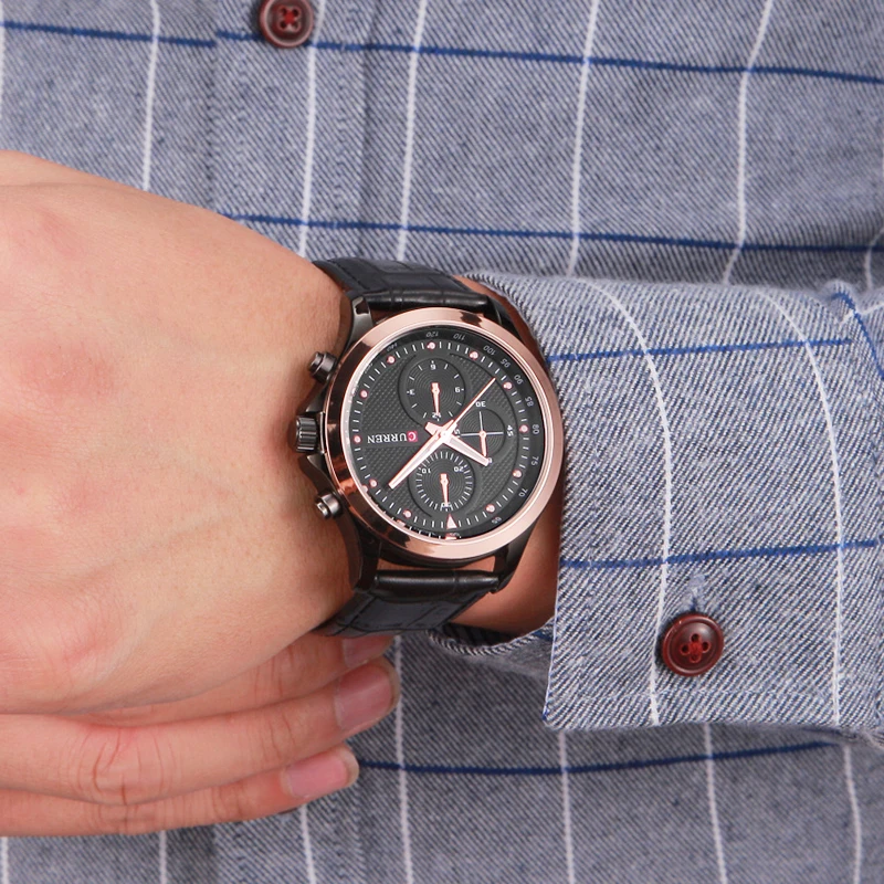 Мужские наручные часы Curren брендовые дизайнерские деловые для отдыха Роскошные в