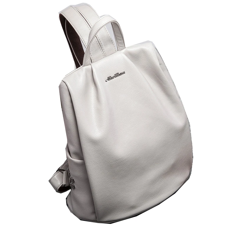 2018 Famous brand designer anti-theft backpack solid color shoulder bag female leather college style travel | Багаж и сумки