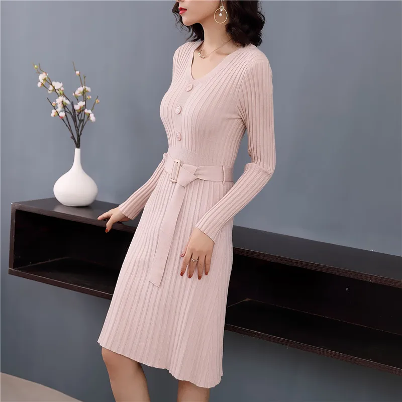 Новинка 2018 модное женское элегантное осенне-зимнее платье длинный рукав со