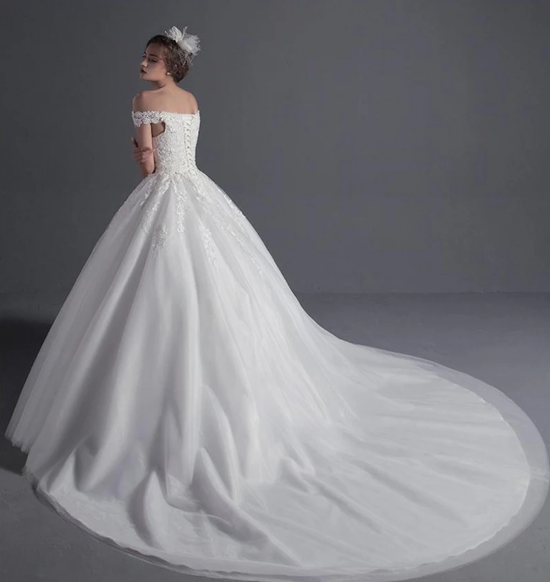 Современная роскошная свадебная одежда 2019 с открытыми плечами Бисероплетение