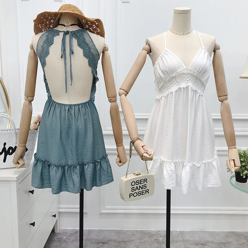 ALPHALMODA 2018 летнее Новое сексуальное пляжное платье с v-образным вырезом открытой