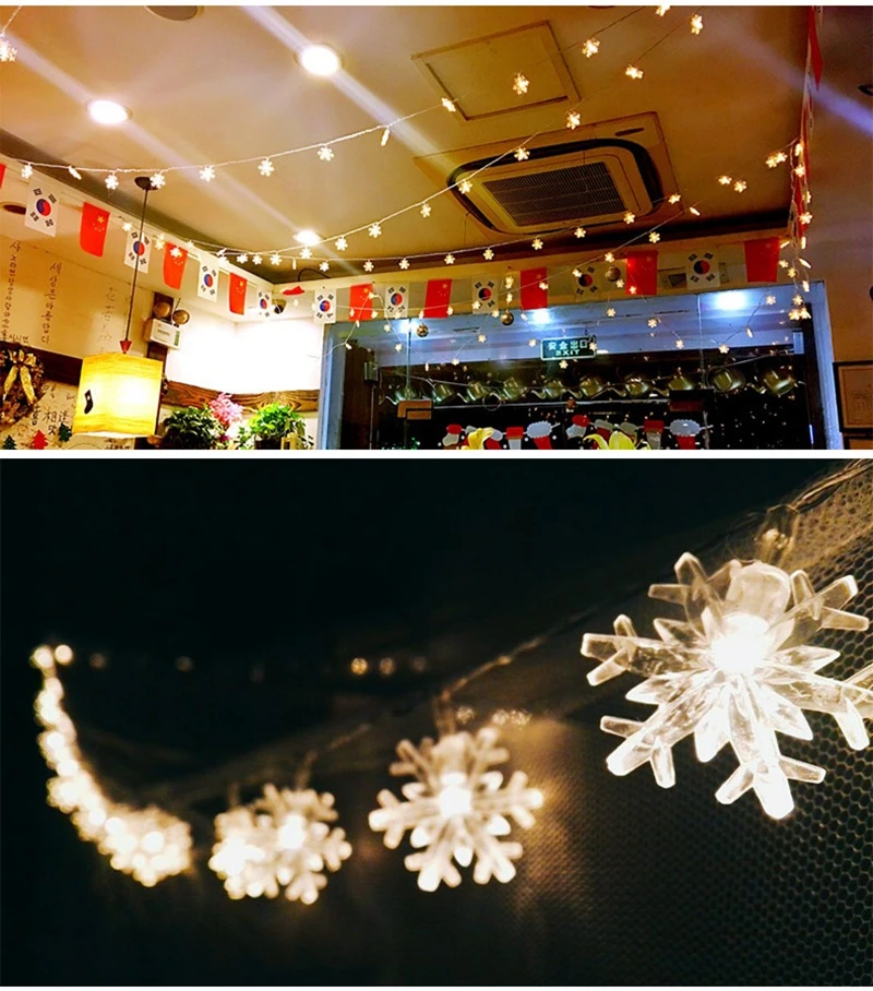 3M 20 Led 6M 40 Snowflake Light String Christmas Decoration For Home Holiday Wedding Decor Party Supplies | Дом и сад