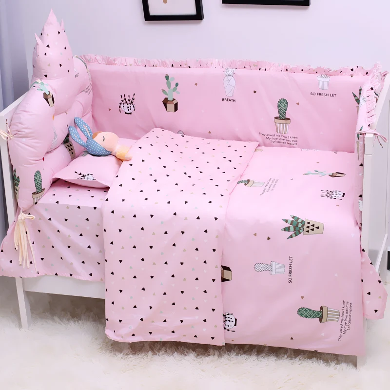 Cartoon Bedding Set For Baby Cotton Infant Cot Set Includes Bed Sheet Pillowcase Unisex Crib Bedding Kit 7pcs/set Baby Organizer