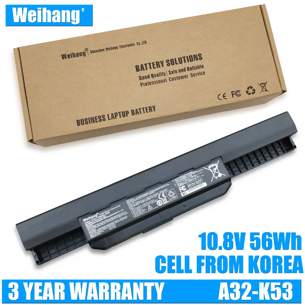 Weihang Korea Cell 10 8 V 56WH Аккумулятор для ASUS A43 A43BY A53 A54 A83 K43 K43JY K53 K53E P43 P53 X43 X44 X53 X54