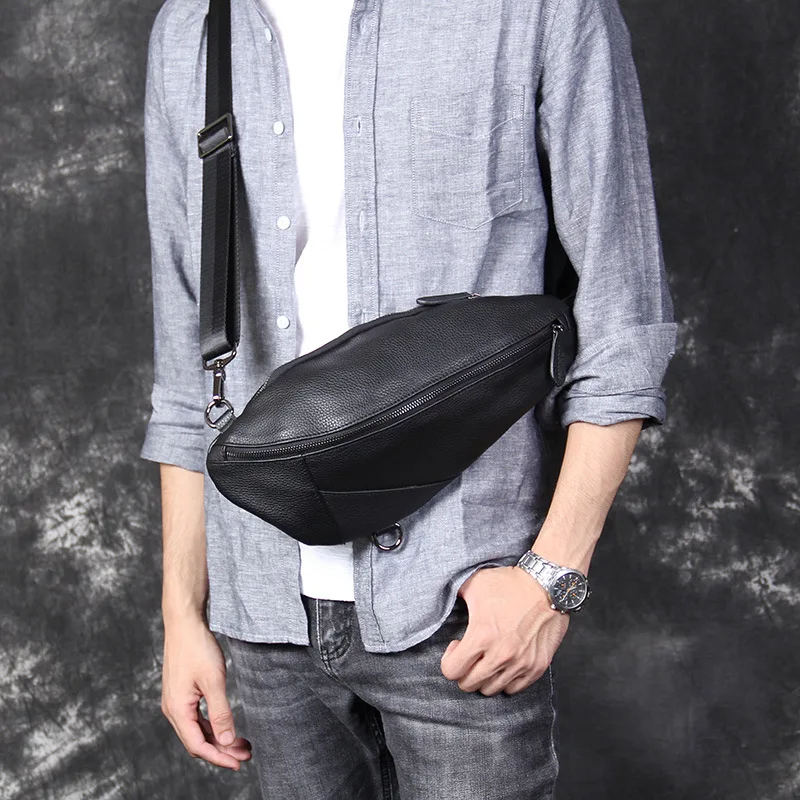 Персонализированная Повседневная замшевая кожаная мужская нагрудная сумка из