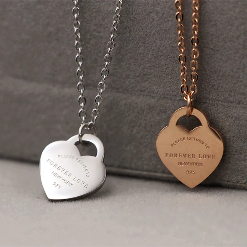 Женское колье с подвеской в виде сердца Ювелирное Украшение надписью Forever Love