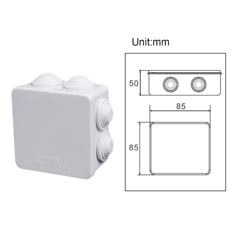 85x85x50mm 1 шт. ABS пластик IP65 водонепроницаемый распределительная коробка DIY открытый Крытый универсальный Электрический проект корпус кабель - Цвет: 85x85x50mm