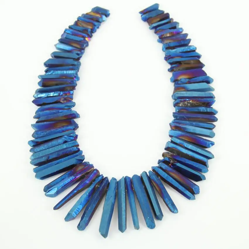 Полный нитей синий кластер Aura титановый кварц КРИСТАЛЛ ТОЧКА кулон бусины ангел