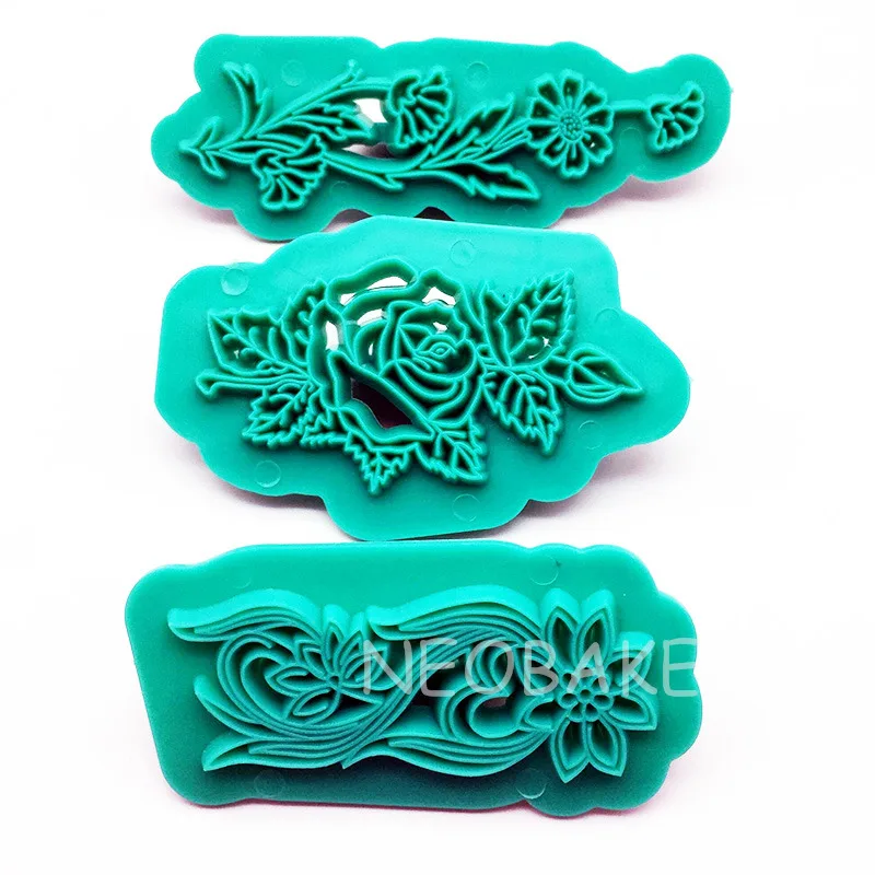 3 шт./компл. пластиковый цветочный тиснитель для торта помадки сахарные печенья