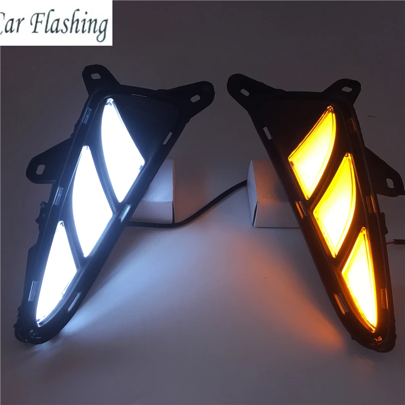CSGJMY 2 шт. Для TOYOTA C-HR CHR 2016 2017 2018 2019 LED желтый сигнал поворота и стиль затемнения отражателя дневного света DRL включен.