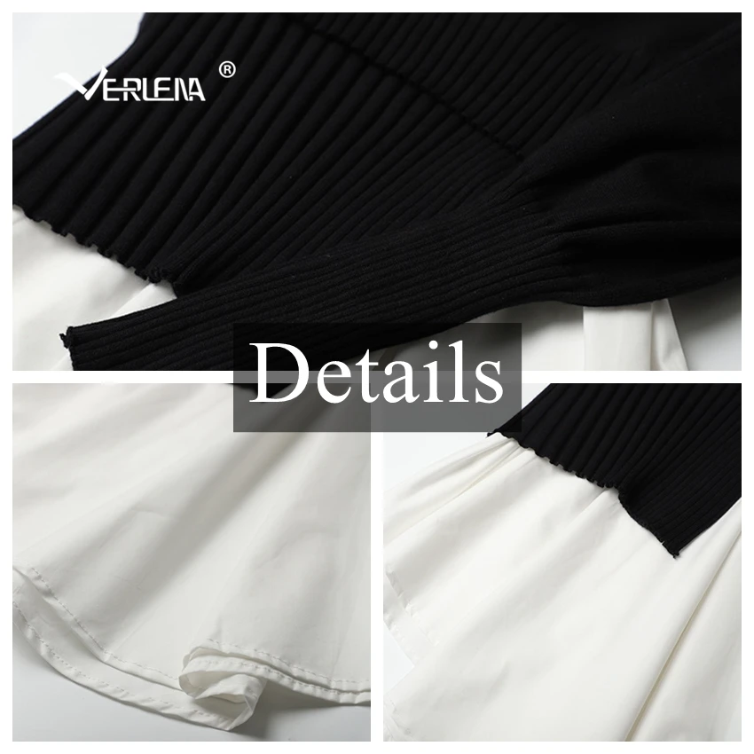 Платье-Свитер женское 2 в 1 с длинным рукавом стиле пэчворк весна 2019 | Женская