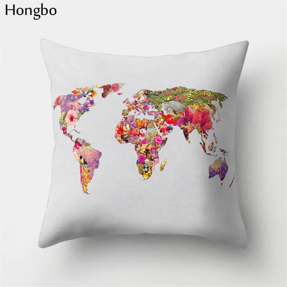 Hongbo 1 шт., винтажный цветной чехол для подушки с рисунком карты мира, чехол для подушки из полиэстера, домашний декор для автомобиля, дивана - Цвет: 8