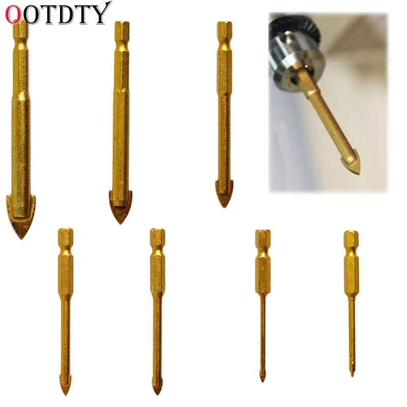 

OOTDTY 1Pc Hex Ti Porcelain Spear Head Ceramic Tile Glass Drill Bits 3 - 12mm New