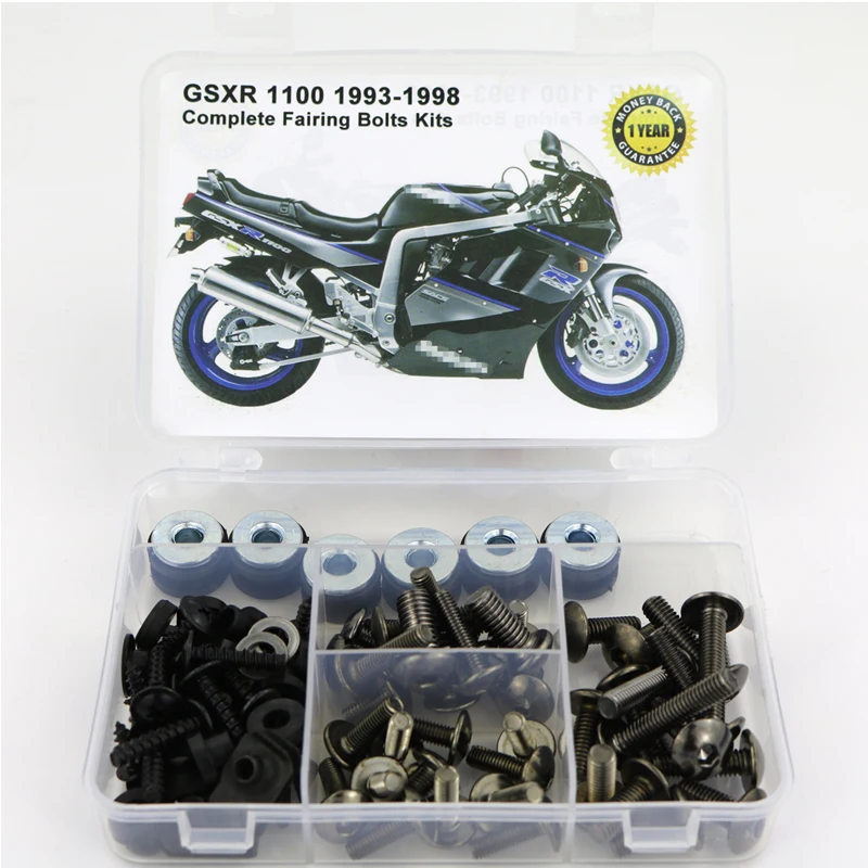 Titanium Для Suzuki GSXR 1100 GSXR1100 1993-1998 полный обтекатель Болты Комплект болты для кузовных работ стальные зажимы скоростные гайки Болты - Цвет: Titanium