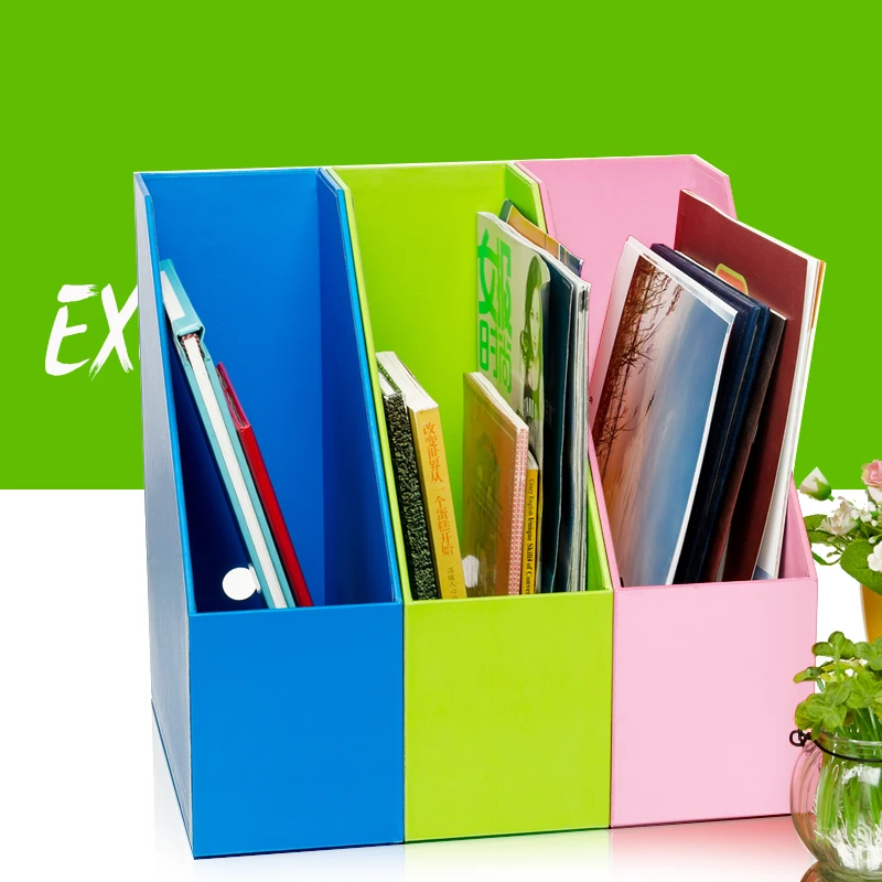 

Colorful Wooden File Holders Creative MDF Copperplate Paper Office Desk Organizer Eco Waterproof Storage Racks Book Shelf