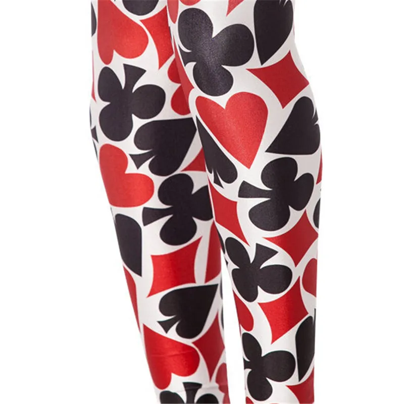 INDJXND Autumn Poker Flower Leggings Halloween Printed Fashion Stretch Female Leggins For Women Leggin Punk Rock Clothing