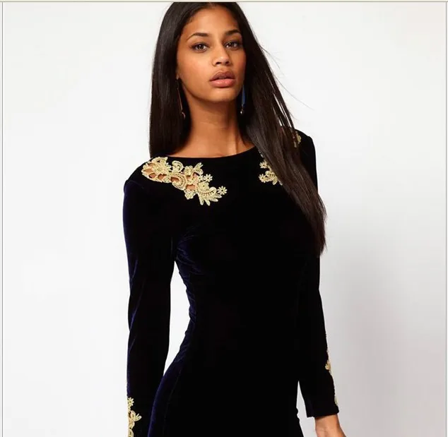 2014 европейский и американский нью-весна Прозрачные кружева бархатное платье для