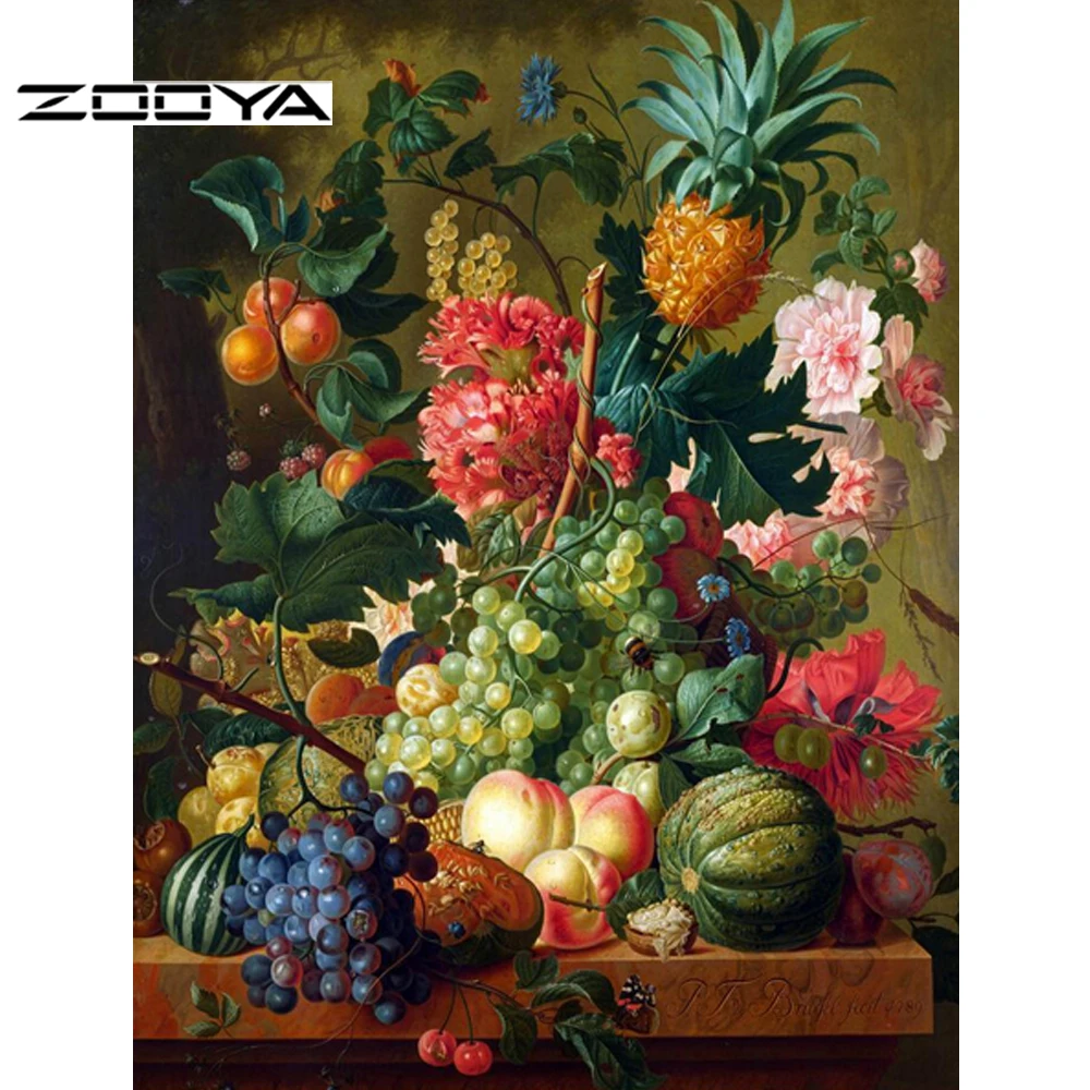 ZOOYA Needlework Diamond painting flowers and fruits cross stitch rhinestone pasted square drill home decor F92 | Дом и сад