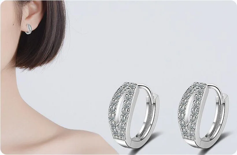 Fashion Women 925 Silver Shiny Zircon Cute Lip Circle Hoop Earring For Kids Girls Child Female Beautiful Huggies Jewelry | Украшения и