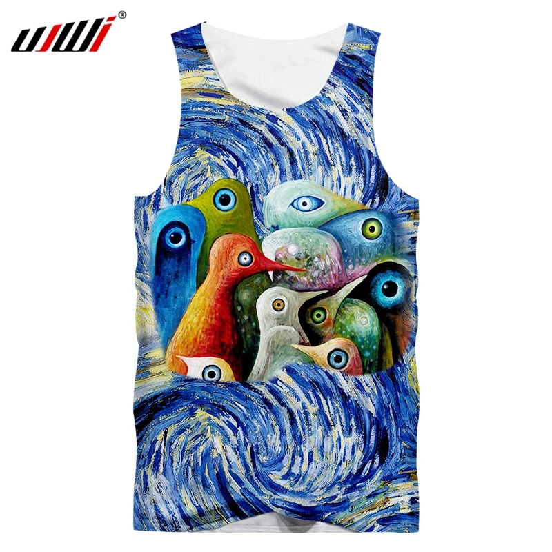 Мужская модная майка UJWI со звёздным небом и птицами хипстерский хипстер с