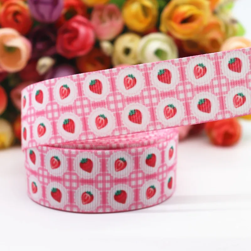 10 ярдов Grosgrain лента клубника торт печатная 1 &quot25 мм пробки для бутылок DIY ремесла
