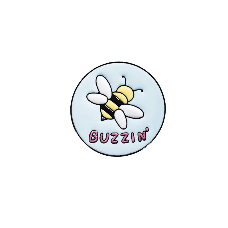 Металлическая эмалированная брошь в виде круглой пчелы BUZZIN милая мультяшная
