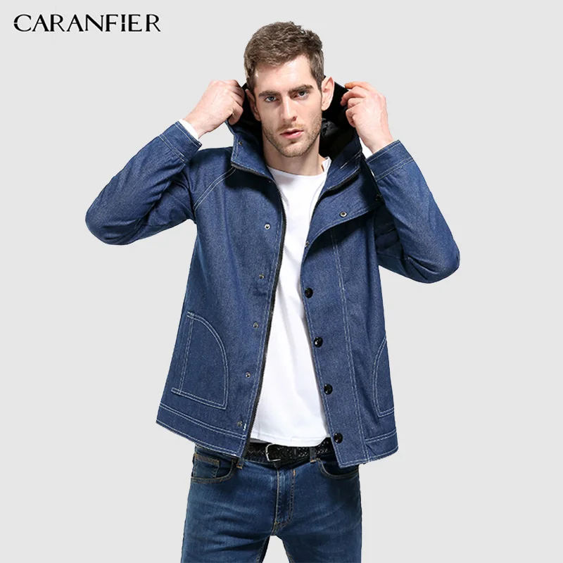 CARANFIER 2018 брендовая мужская куртка ковбойская стильная стойка воротник открытая