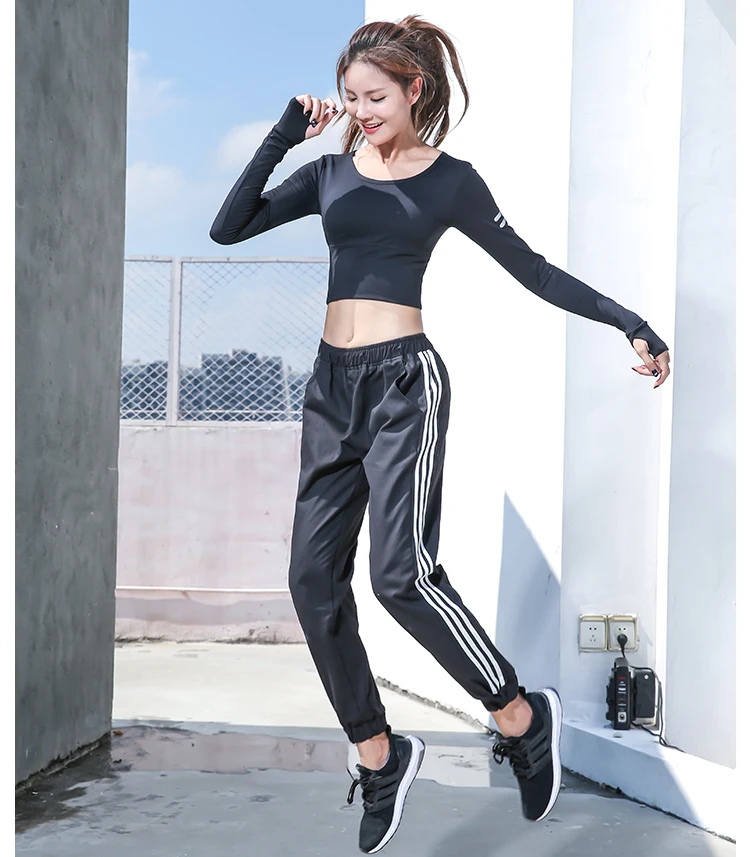 Women Yoga Shirt Crop Running Shirt Fitness Long Sleeve Skinny Sport T-shirt Elastic Quick Dry Slim Tank Tops Gym Workout Blouse