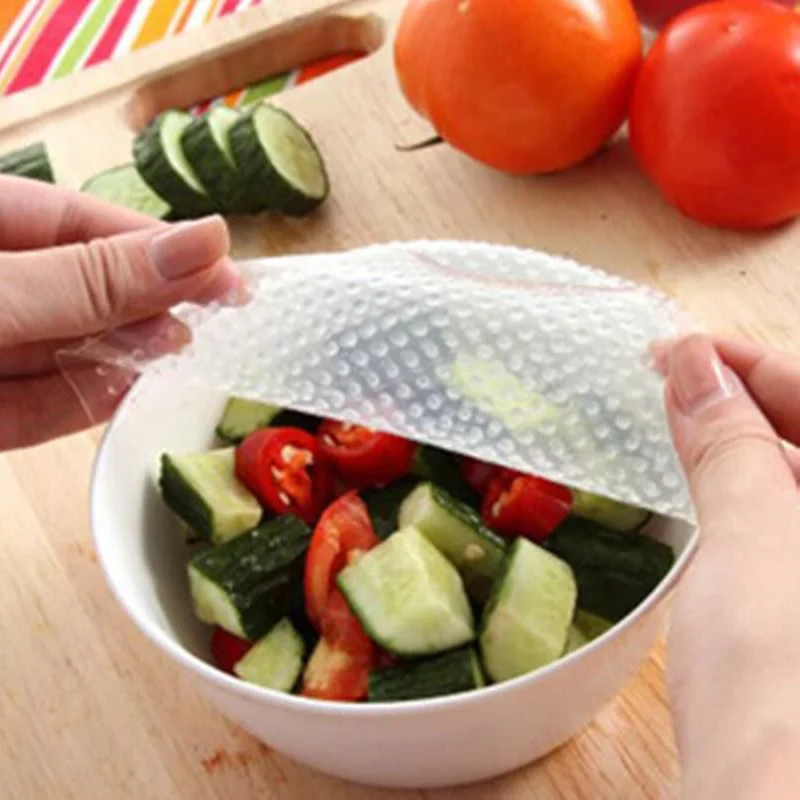 Очищаемая многоразовая силиконовая пищевая пленка для хранения свежести в кухонных инструментах пищевая оболочка 4 шт. растяжимая многофункциональная на.