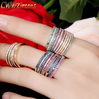 cwwzircons 3 pcs mix colors women cz stones engagement wedding rings set rose gold color fashion famous brand ring jewelry r093