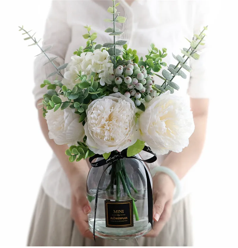 Искусственные цветы pivoines artificielles pour la decoration Имитация пиона букет из роз для свадьбы декоративный искусственный цветок