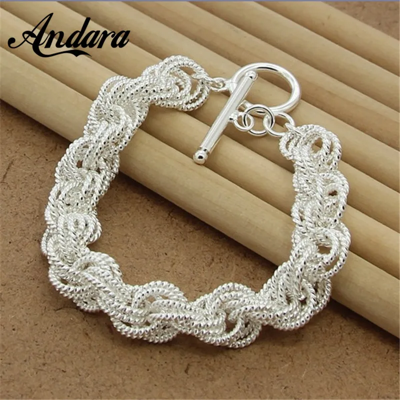 

Free Shipping Silver 925 Jewelry Link Chain Bracelets & Bangles For Women Charm Jewelry Y137