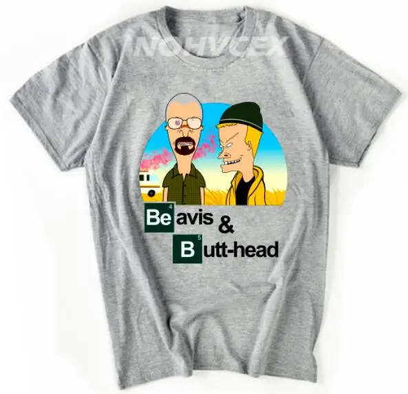 Beavis and butthead Breaking bad сочетание веселья, мужская и женская футболка с коротким рукавом - Цвет: Серый