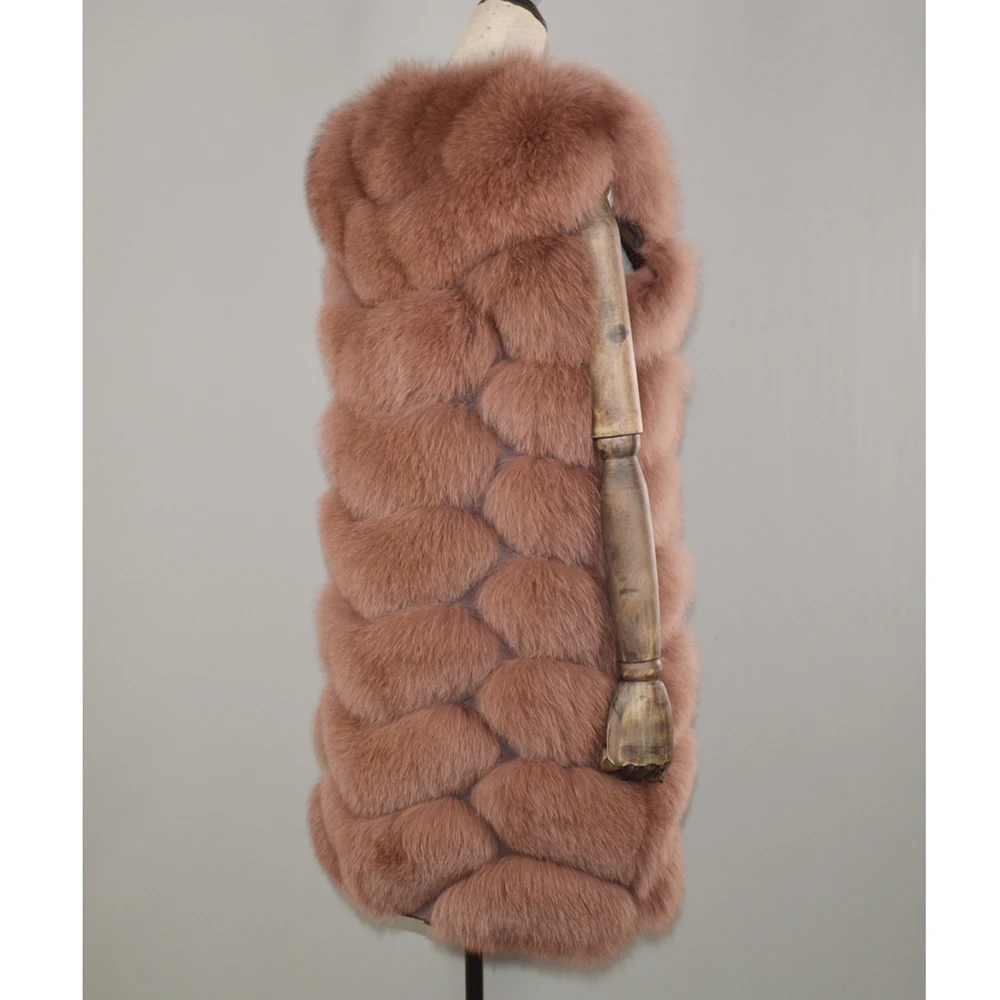 2020 Новая модная зимняя женская жилетка из натурального меха лисы 100% мягкой