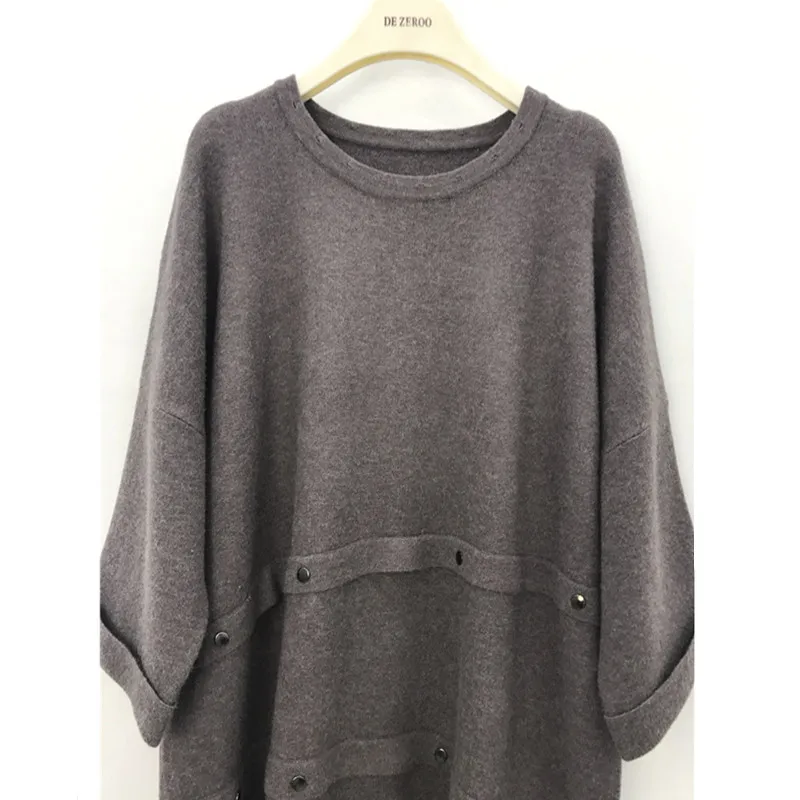 LUO SHA Fashion Women Sweaters Pullovers Long Pullover Button O-neck Knitted Casual Knitwear Sweater Mujer | Женская одежда