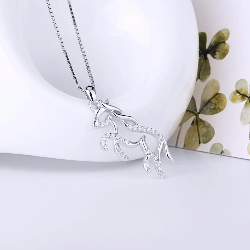 Женское ожерелье из серебра 925 пробы с кулоном в виде лошади | Украшения и
