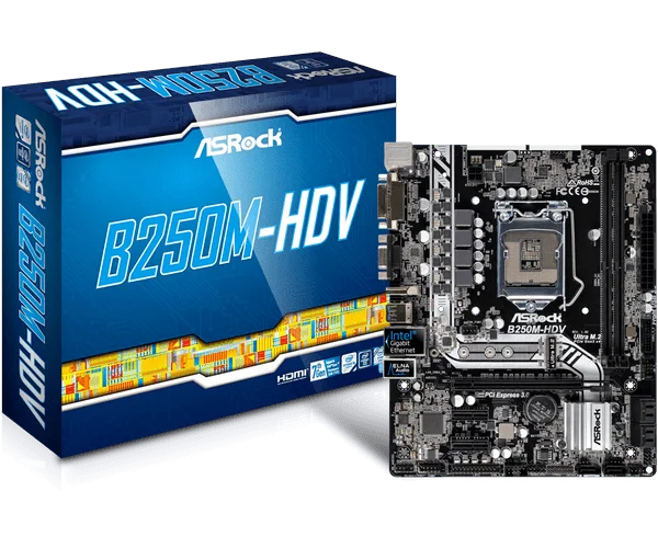 ASRock B250M HDV материнская плата для Intel B250 LGA 1151 Socket SATA 6 ГБ/сек. Ultra M.2 интерфейс USB 3 0 DDR4