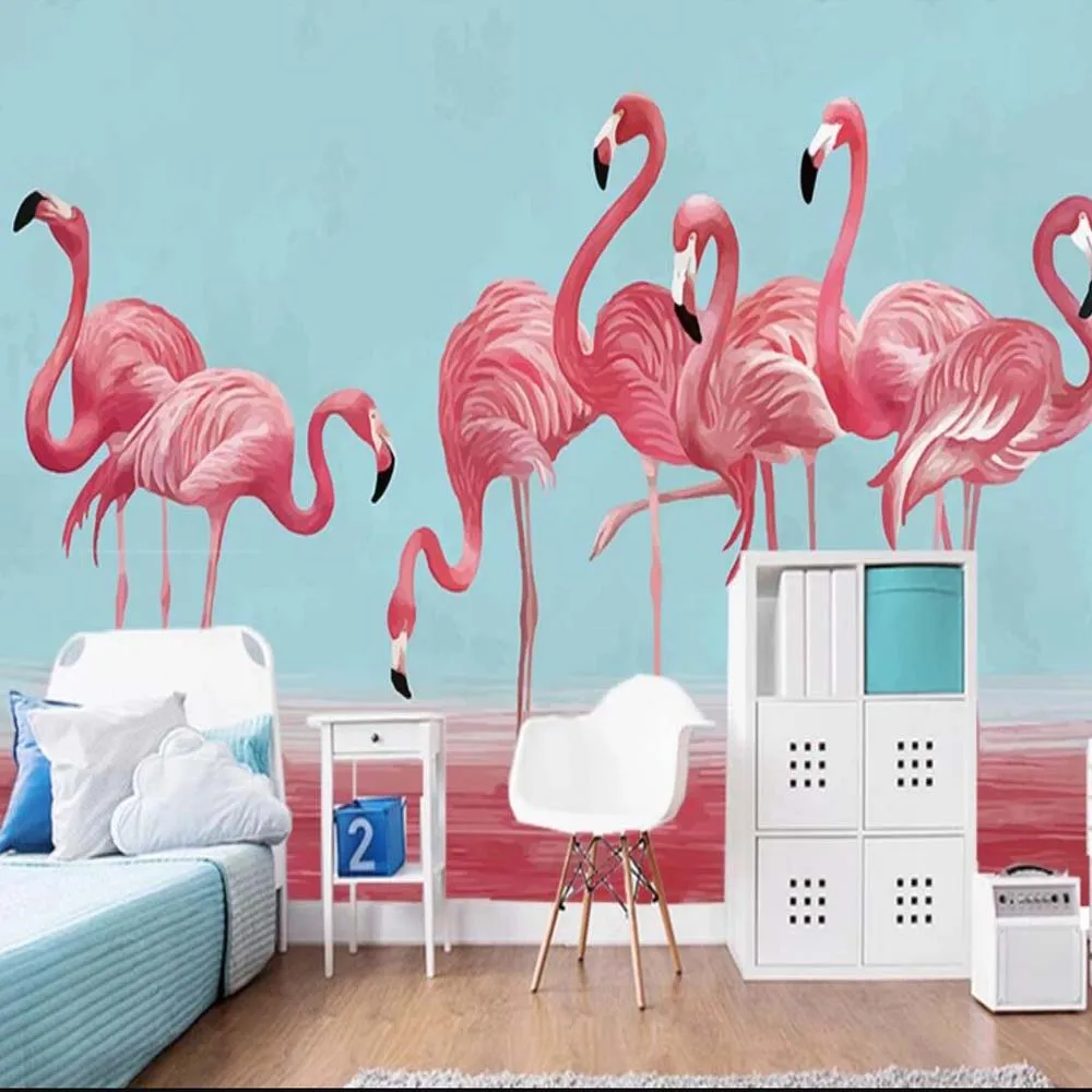 Европейские 3D креативные Фламинго Животные Печатные фото обои роспись для