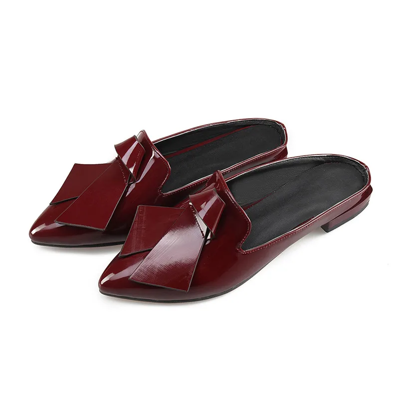 Odetina/2018 г. летние Для женщин бантом Slingback обувь на плоской подошве острый носок без