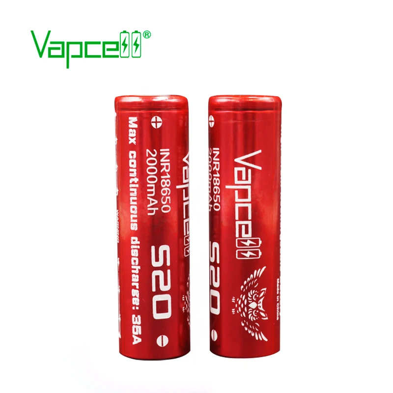 Vapcell INR18650 2000mah 35A S20 li lon Аккумулятор Перезаряжаемый 3,7 v с застежкой-молнией чехол для фонарика