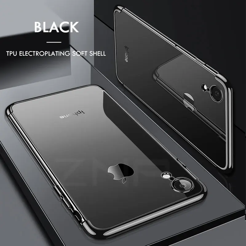 Black ZNP Роскошный Тонкий силиконовый чехол для iPhone X XS Чехлы для Max XR Мягкий ТПУ чехол для телефона для iPhone X XR XS Max чехол в виде ракушки - Цвет: Black