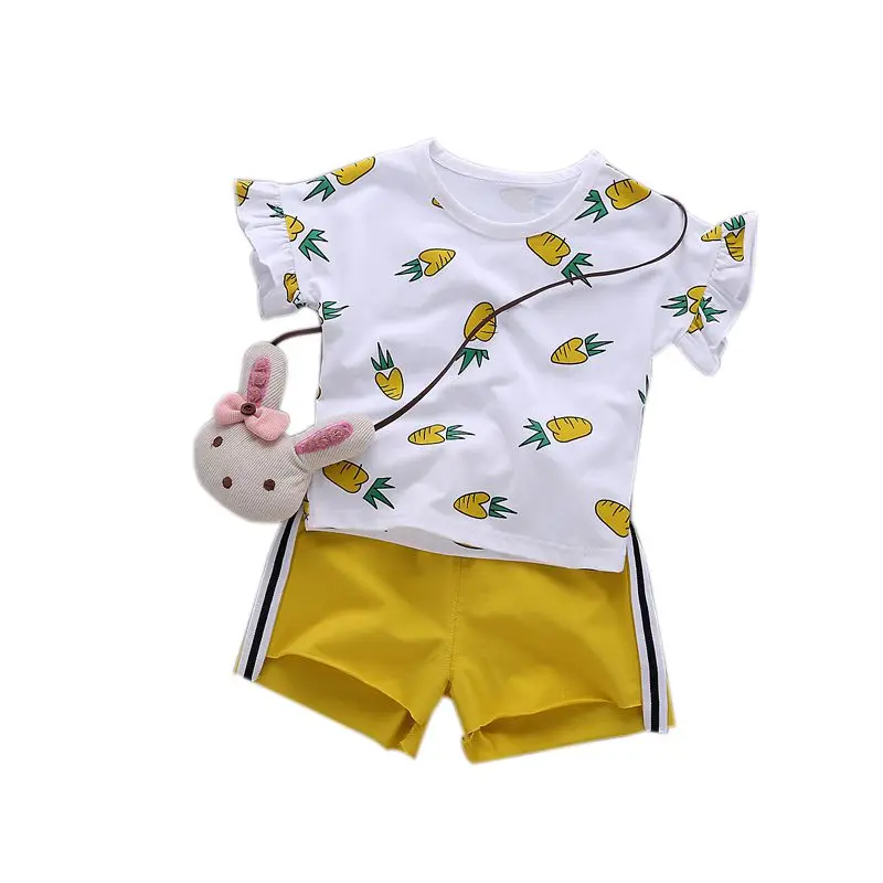 2018 новые летние детские комплекты с короткими рукавами для маленьких девочек