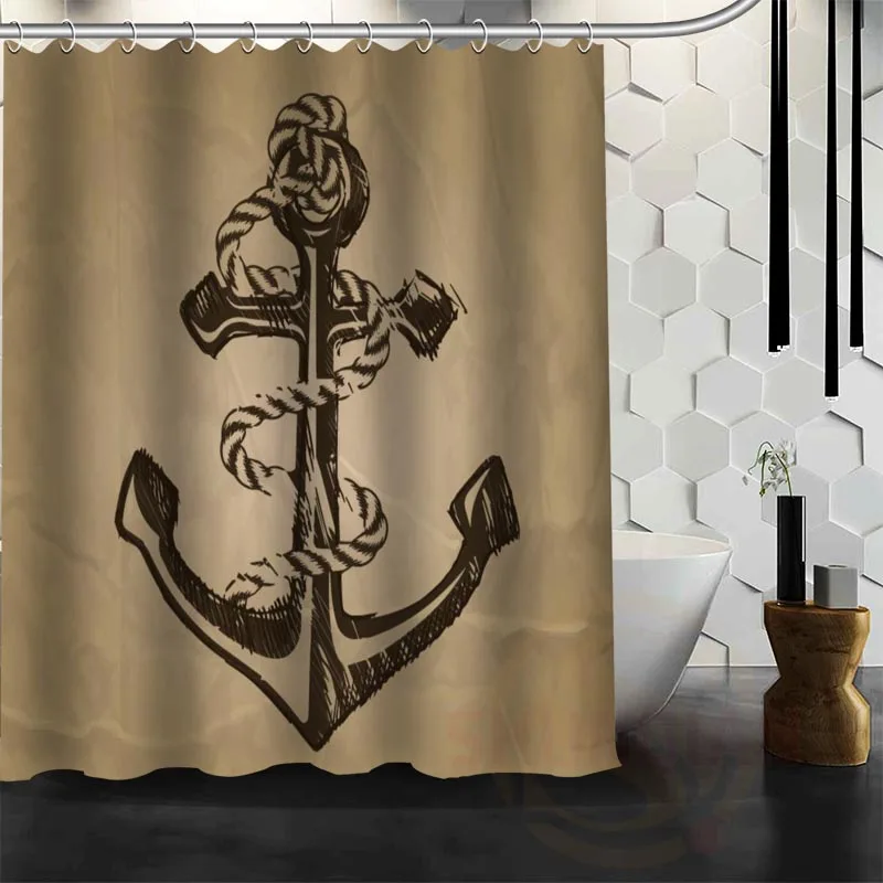Лучшая забавная занавеска для душа с якорем на заказ ванной водонепроницаемая