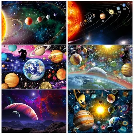 

Starry sky solar system The wooden puzzle 1000 pieces ersion paper jigsaw puzzle white card adult children's educational toys