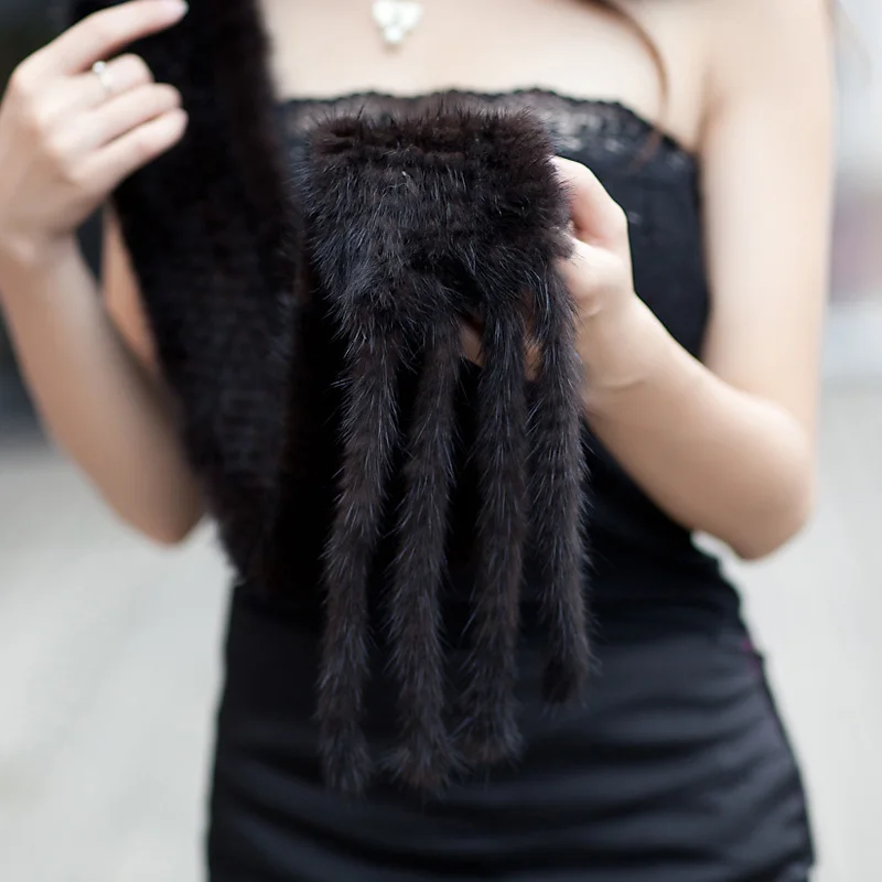 2018 зимний термальный норковый меховой шарф женский волос вязаная шапка цельный