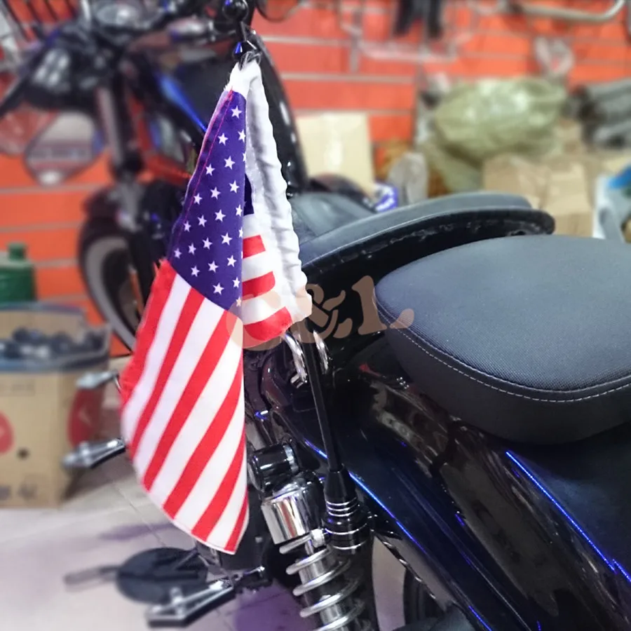 Черный CNC задняя боковая стойка для багажа США американский флаг полюс Harley